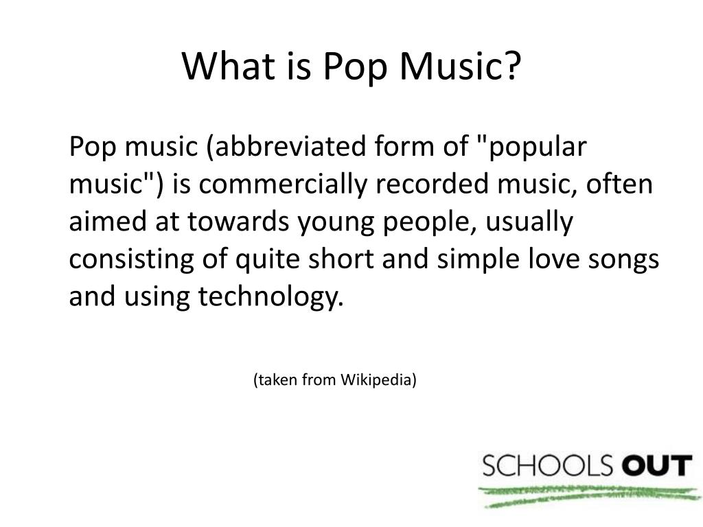 a presentation about pop music
