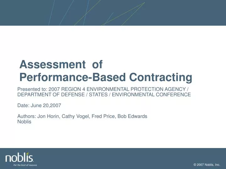 PPT - Assessment Of Performance-Based Contracting PowerPoint ...