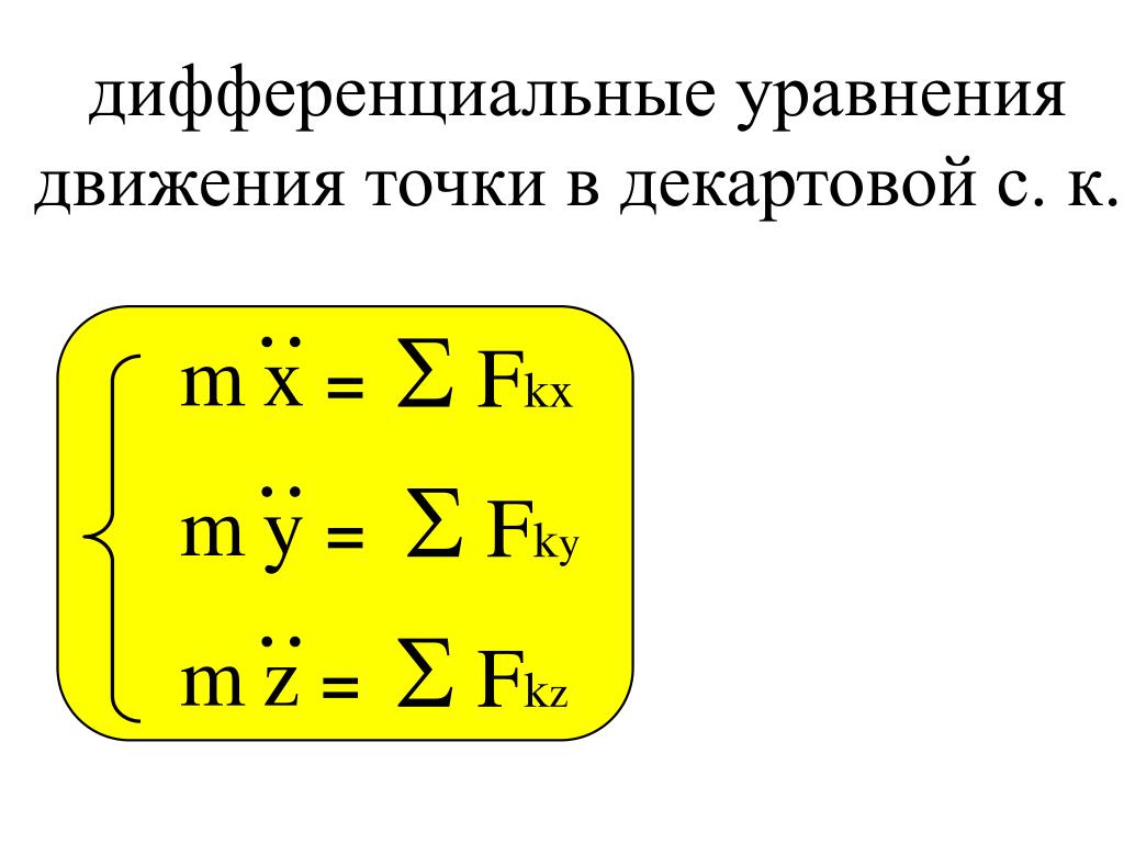 Дифференциальные уравнения материальной точки. Дифференциальные уравнения движения точки. Дифференциальное уравнение движения свободной материальной точки....