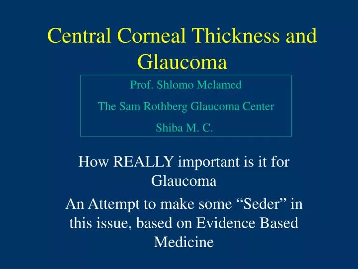 PPT Central Corneal Thickness and PowerPoint Presentation