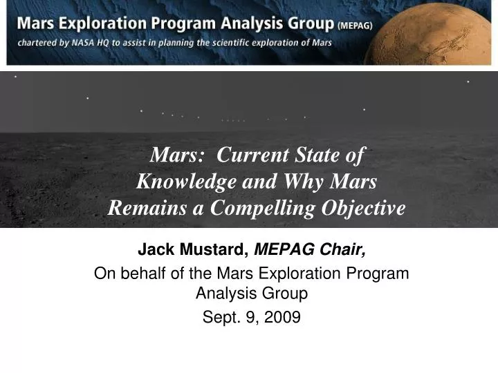 Ppt Mars Current State Of Knowledge And Why Mars Remains