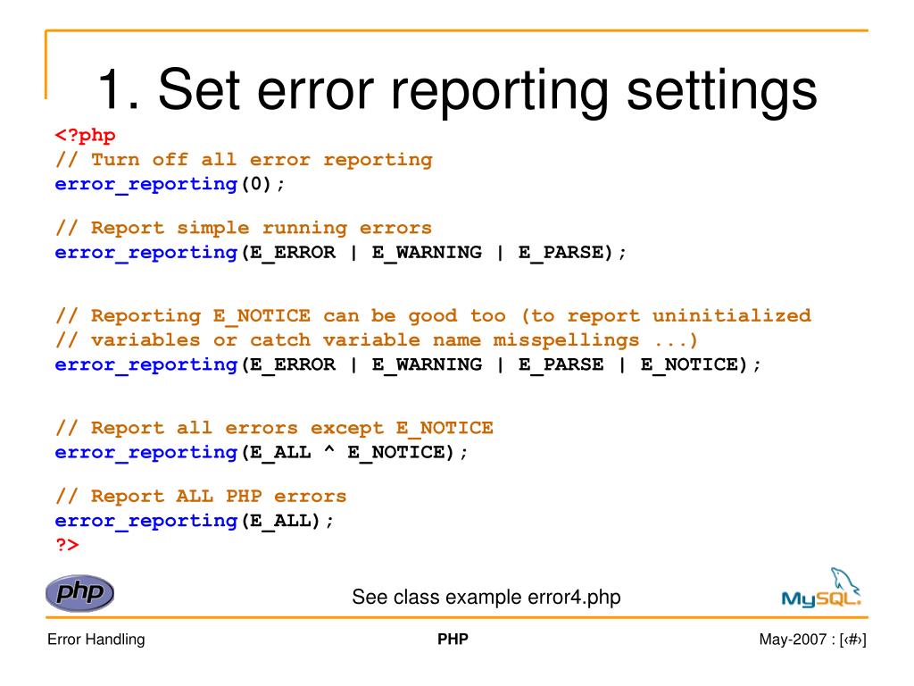 PHP Error Handling Section :I Source: ppt download