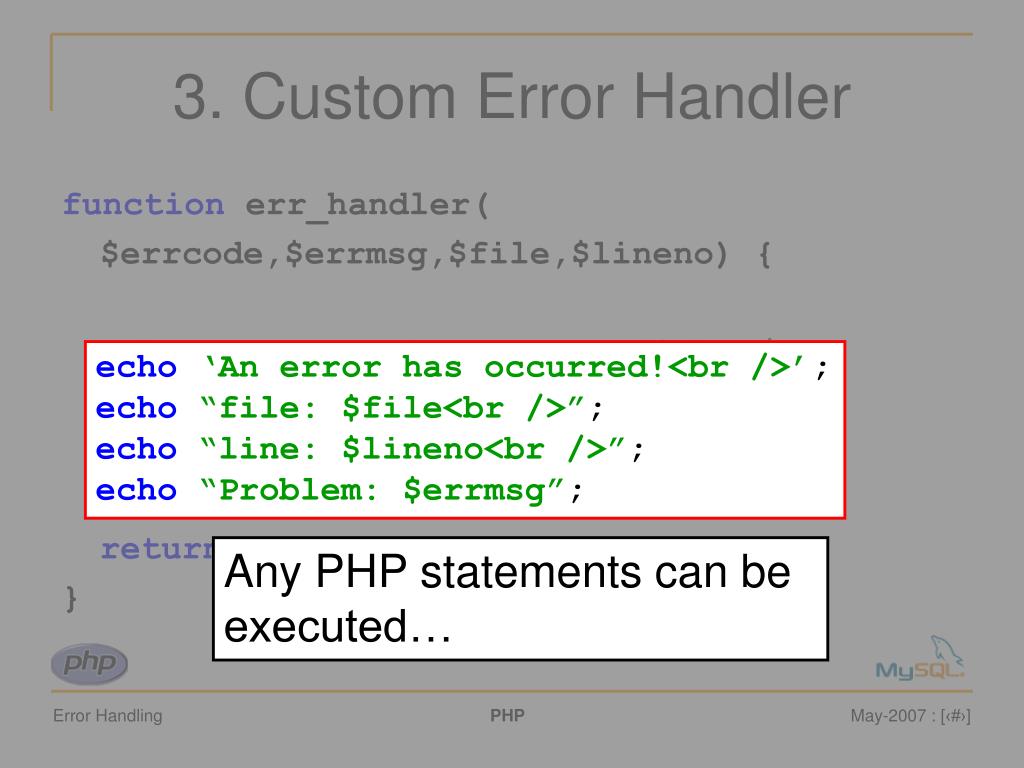 PHP Error Handling Section :I Source: ppt download