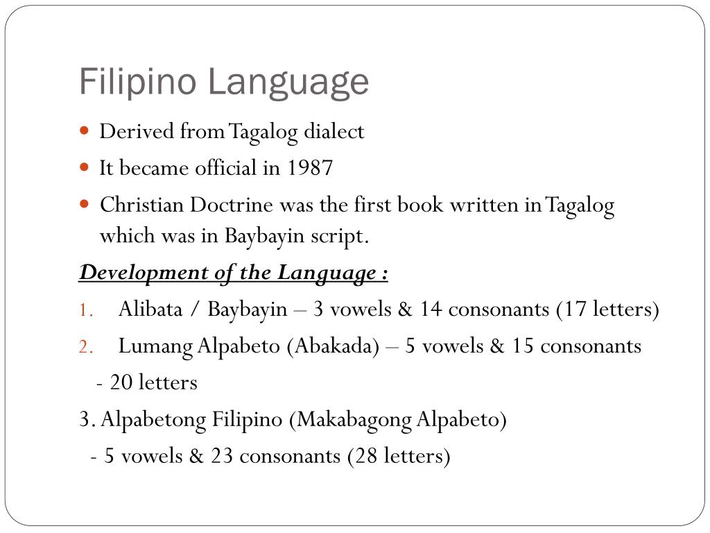 presentation in filipino language