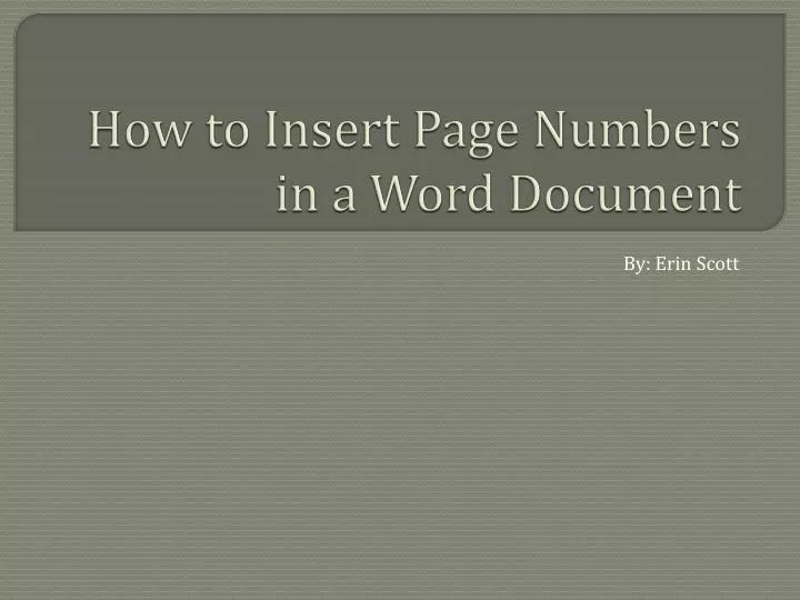 how to insert page numbers in a word document n.