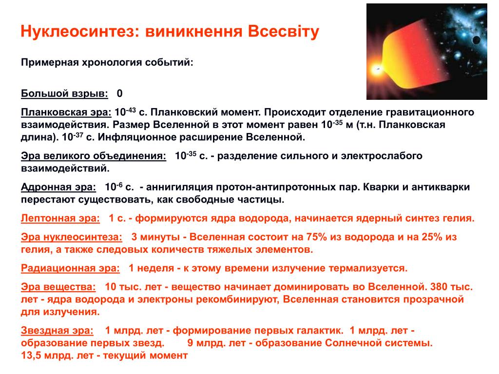 Нуклеосинтез во вселенной презентация