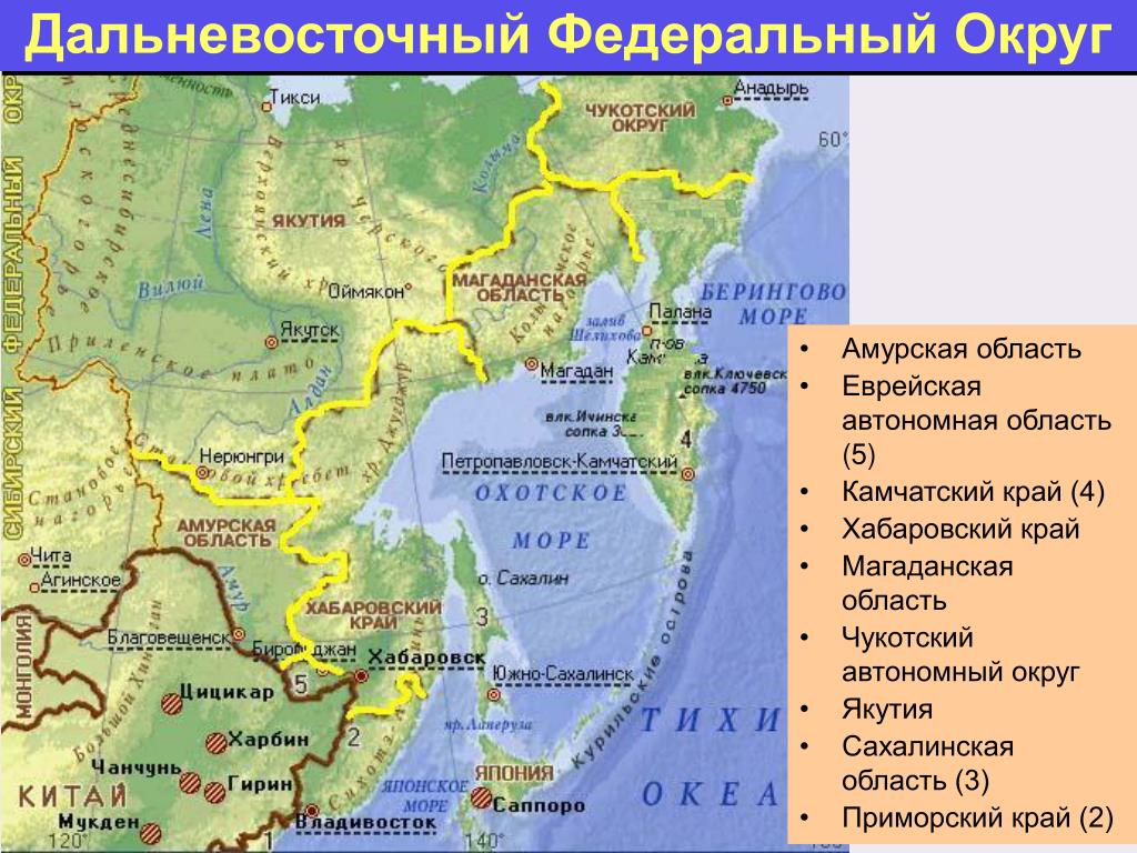 Карта россии восточные города