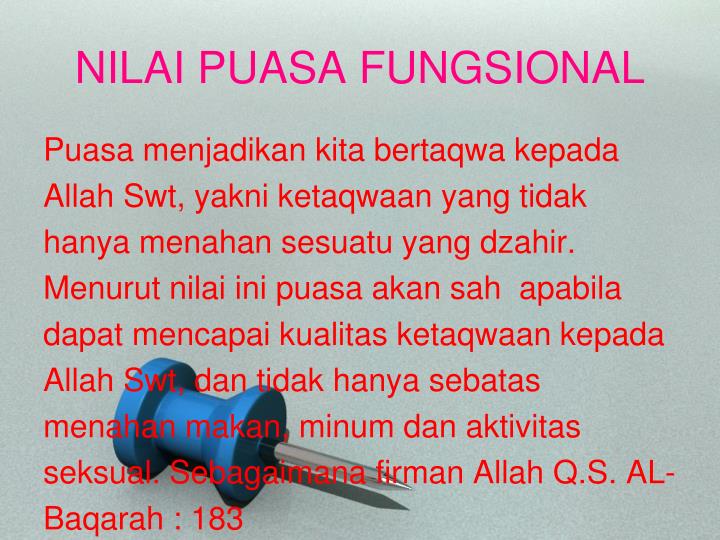 Nilai Puasa Fungsional