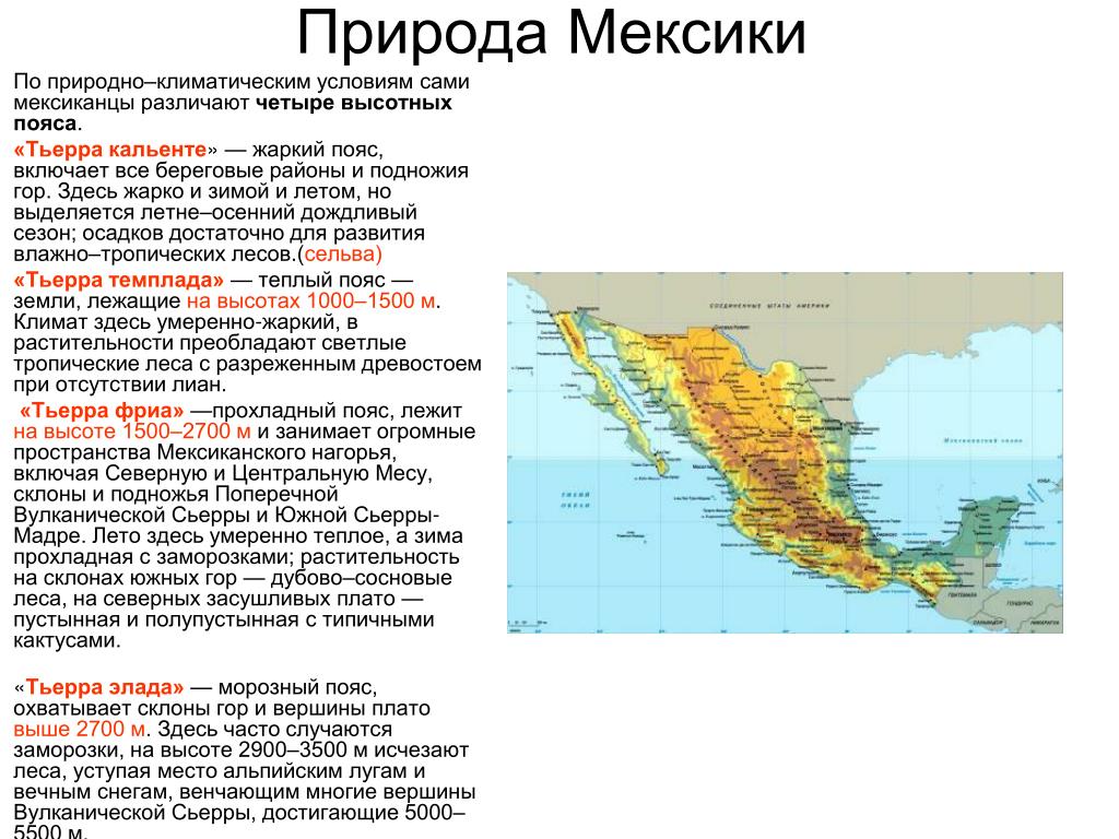 Характеристика мексики 7 класс по географии