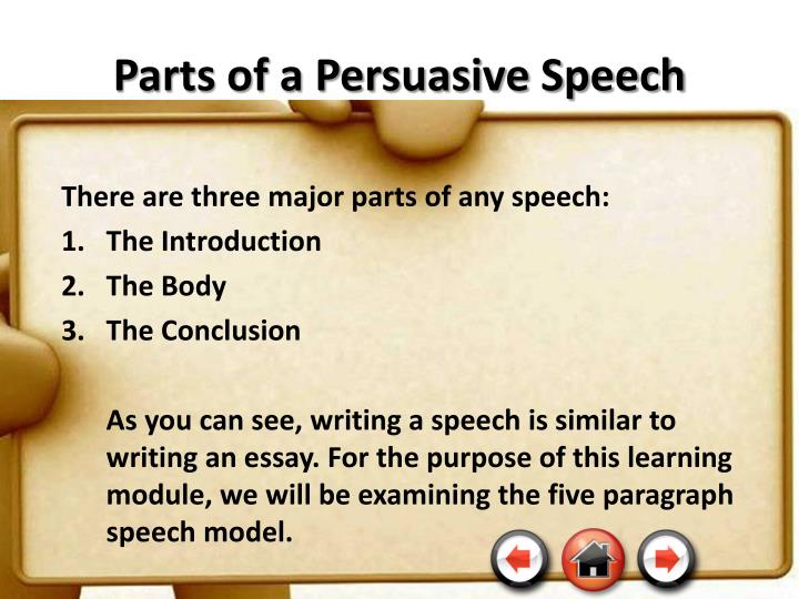 features of a persuasive speech