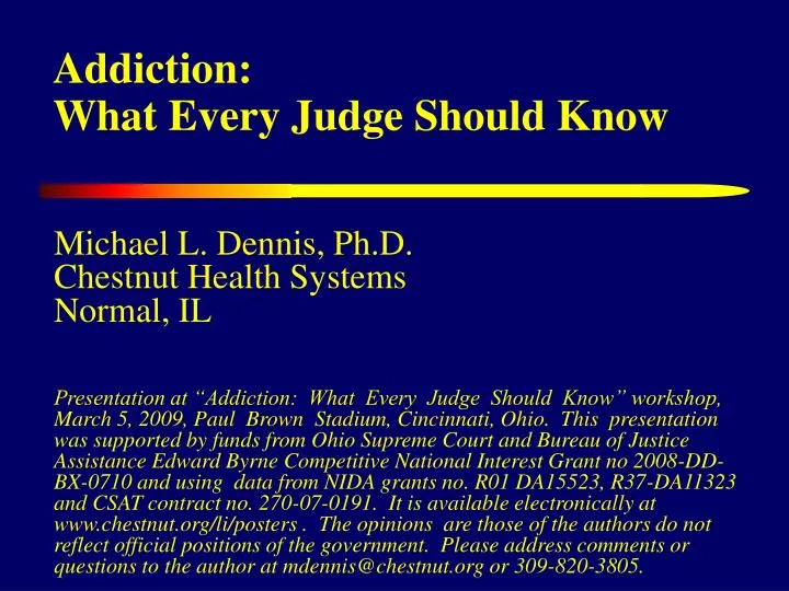 addiction what every judge should know n.