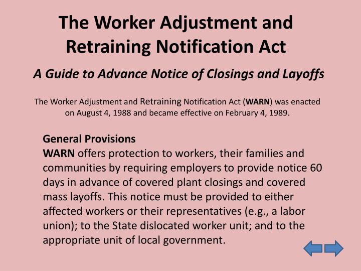 PPT The WARN ACT PowerPoint Presentation ID5220414