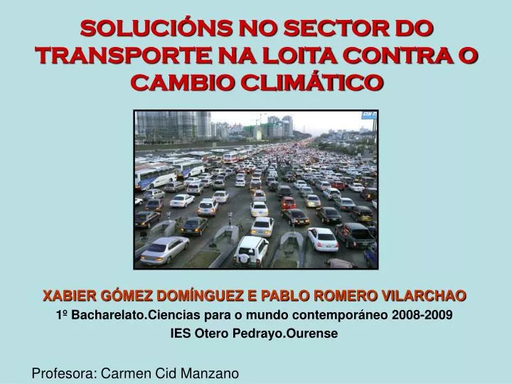 soluci ns no sector do transporte na loita contra o cambio clim tico n.