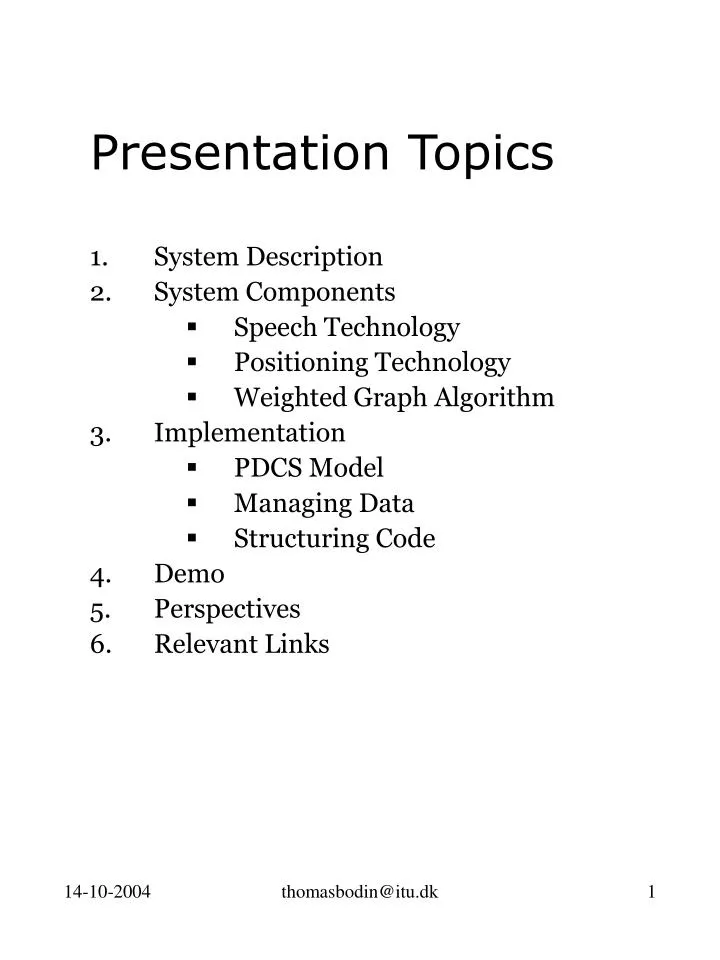 presentation topics format