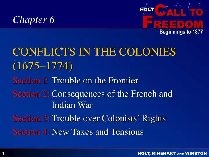 PPT - CONFLICTS IN THE COLONIES (1675–1774) PowerPoint Presentation ...