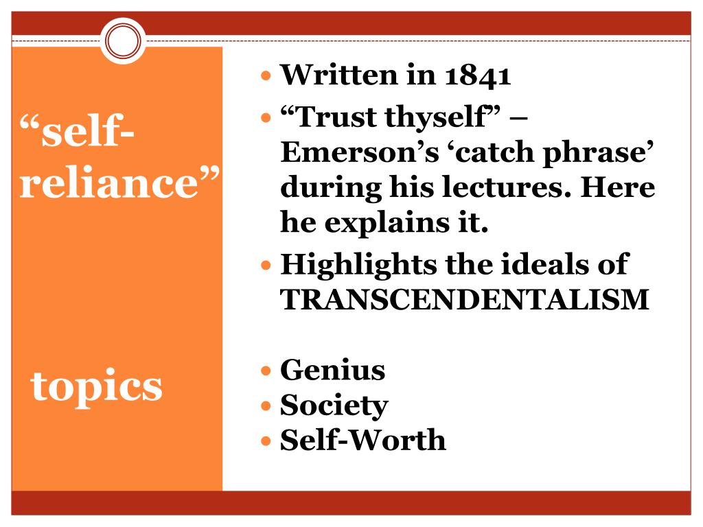 PPT - “SELF-RELIANCE” PowerPoint Presentation, free download - ID:5232173