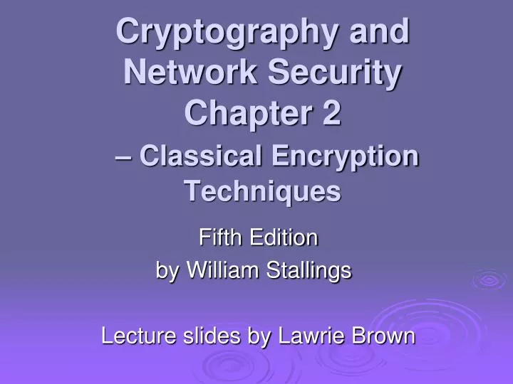 Ppt Cryptography And Network Security Chapter 2 Classical Ppt Cryptography And Network Security Chapter 2 Classical