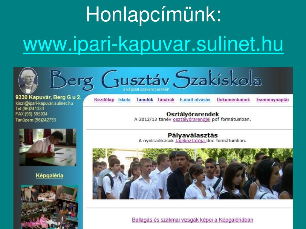 PPT - A Berg Gusztáv Szakiskola nyitott kapukkal várja a szakmára  jelentkezőket PowerPoint Presentation - ID:5240150