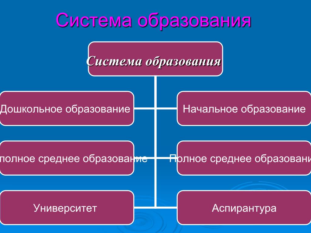 Сообщение образование в рф. Система образования. Структура системного образования. Российская система образования. Структура системы образования.