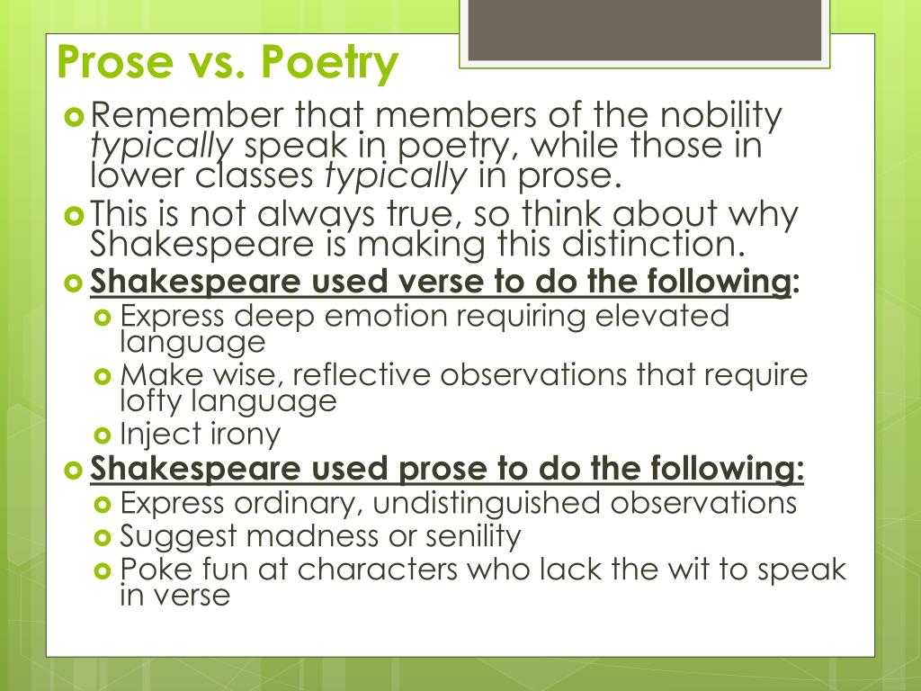 prose poetry vs twelfth introduction night ppt powerpoint presentation