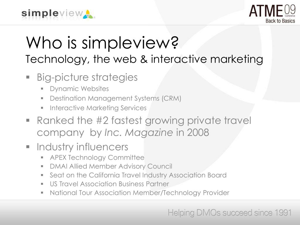 PPT - Simpleview: Driving Destination Marketing Success Through ...