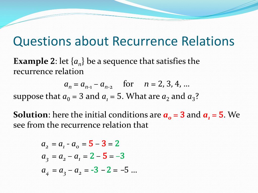 recurrence relation in discrete mathematics examples