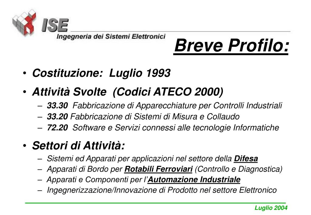 PPT - I.S.E. - Ingegneria dei Sistemi Elettronici s.r.l. PowerPoint  Presentation - ID:5251117