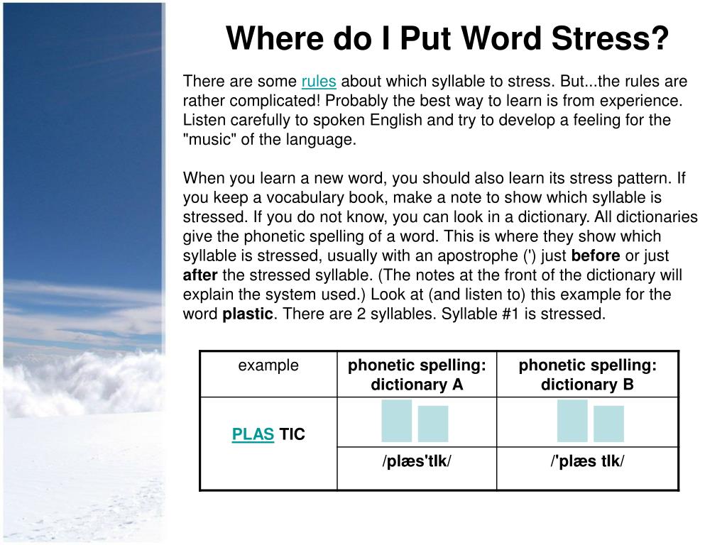 PPT Word Stress In English PowerPoint Presentation Free Download 