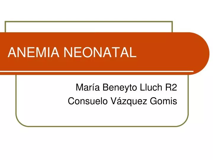 anemia neonatal n.