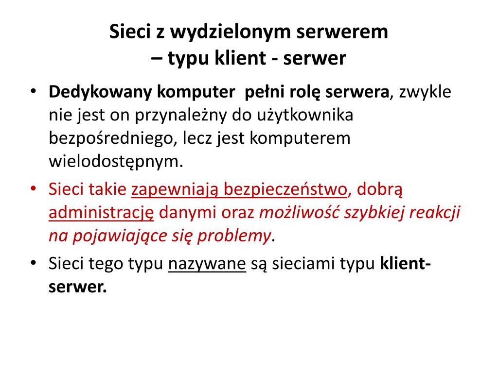 Sieci Lokalne Typu Klient Serwer Charakteryzują Się Tym że PPT - Sieci komputerowe. Nowe technologie komputerowe PowerPoint