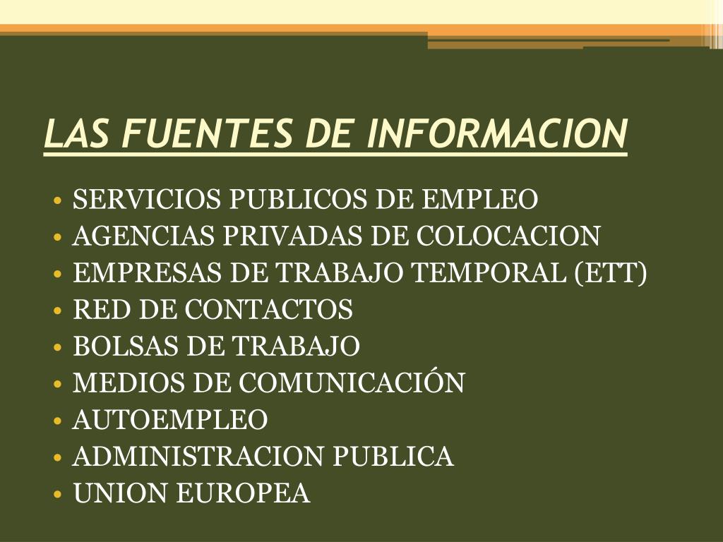 PPT - EL MERCADO DE TRABAJO Y LA BUSQUEDA DE EMPLEO PowerPoint