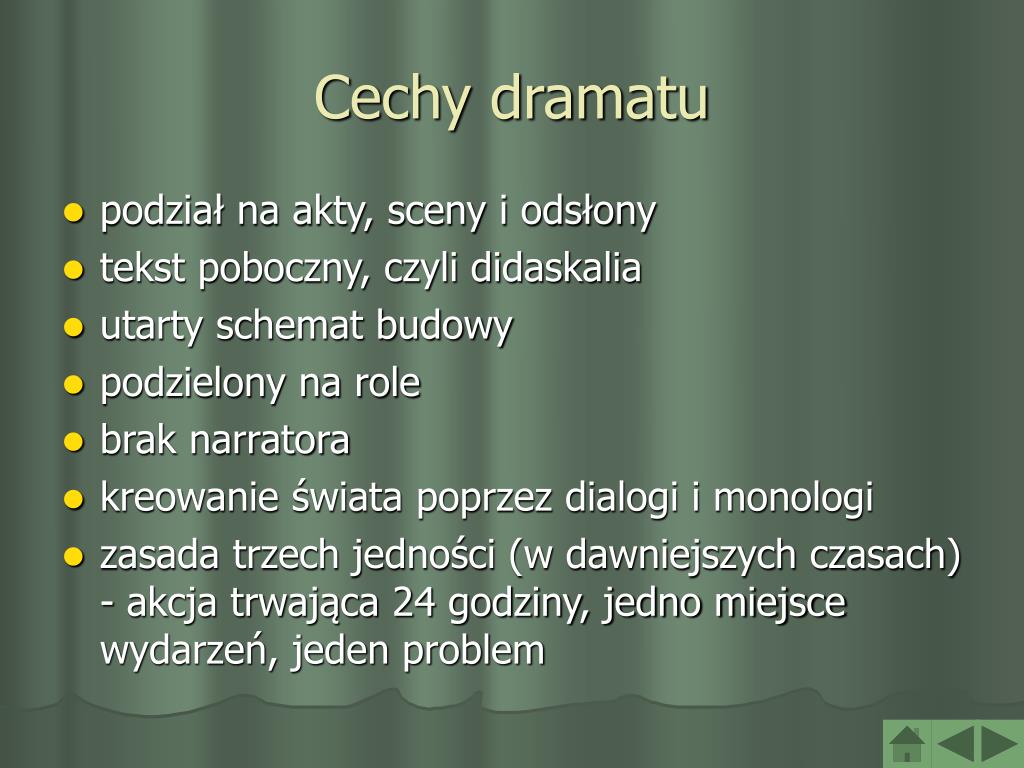 Cechy Dramatu Jako Rodzaju Literackiego PPT - Lekcja języka polskiego poświęcona edukacji teatralnej PowerPoint