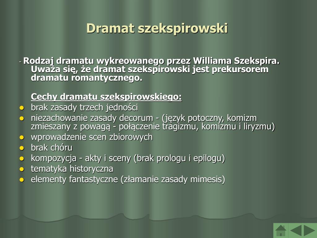 Cechy Dramatu Jako Rodzaju Literackiego PPT - Lekcja języka polskiego poświęcona edukacji teatralnej PowerPoint