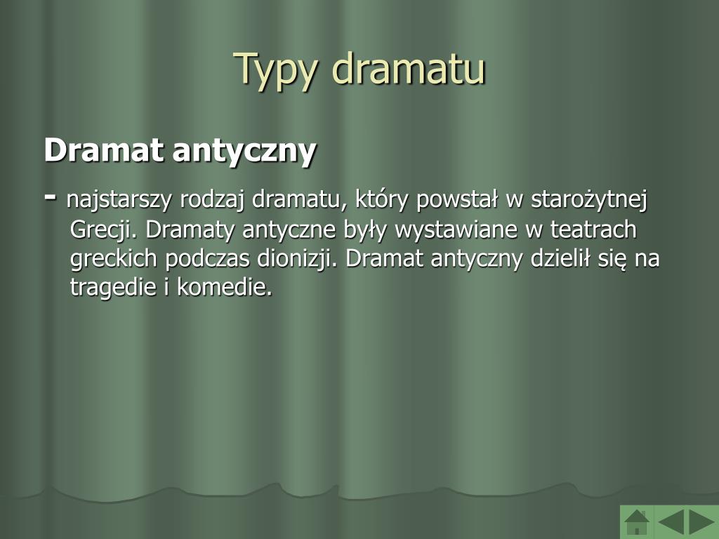 Cechy Dramatu Jako Rodzaju Literackiego PPT - Lekcja języka polskiego poświęcona edukacji teatralnej PowerPoint