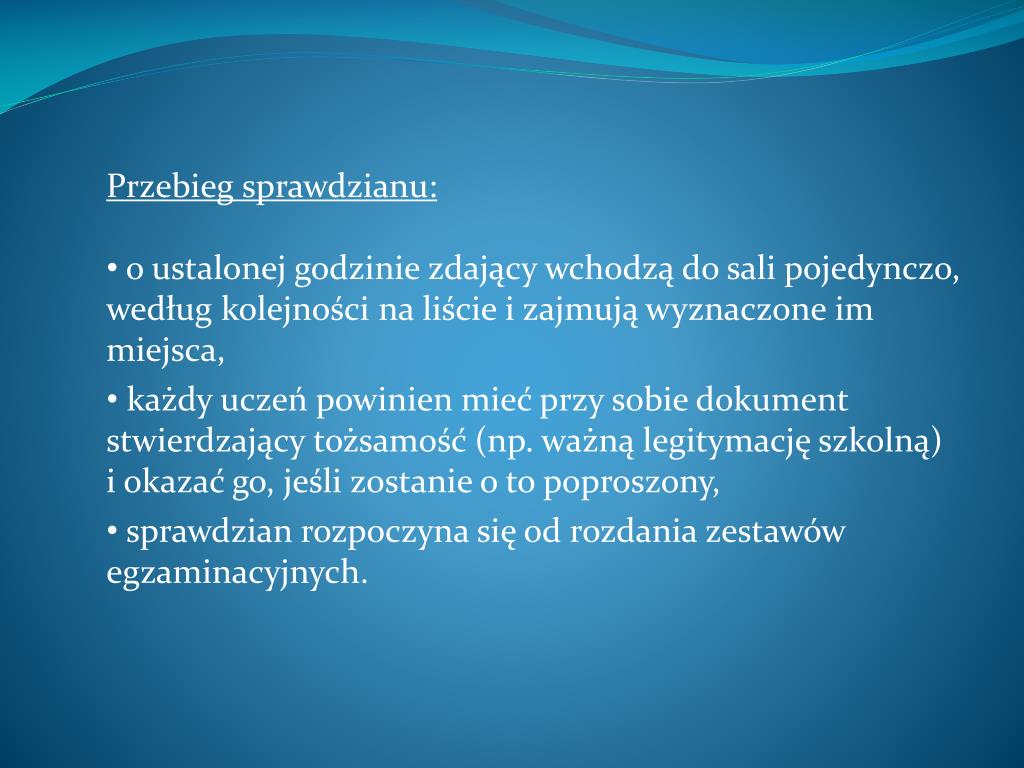 PPT - Sprawdzian po szóstej klasie szkoły podstawowej PowerPoint