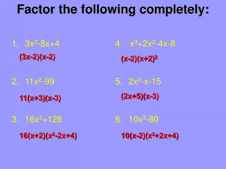 PPT Factor the following completely PowerPoint
