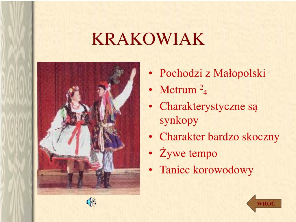 Połącz Nazwy Tańców Narodowych Z Właściwymi Rytmami PPT - POLSKIE TAŃCE NARODOWE PowerPoint Presentation, free download