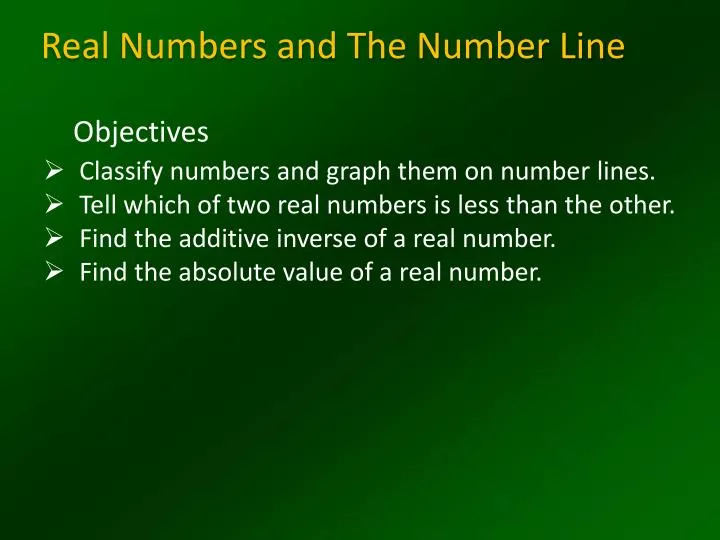 real numbers and the number line n.