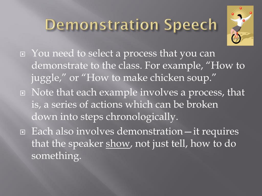 example of a demonstration speech