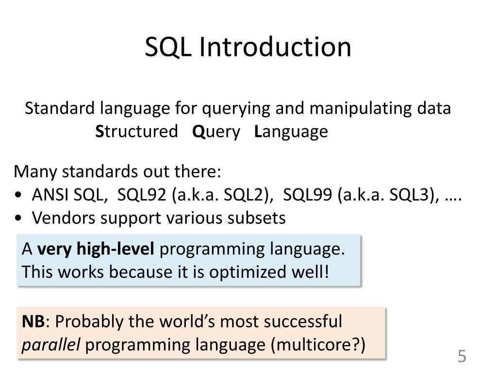 PPT - Lecture 3 : Introduction to SQL PowerPoint Presentation, free ...