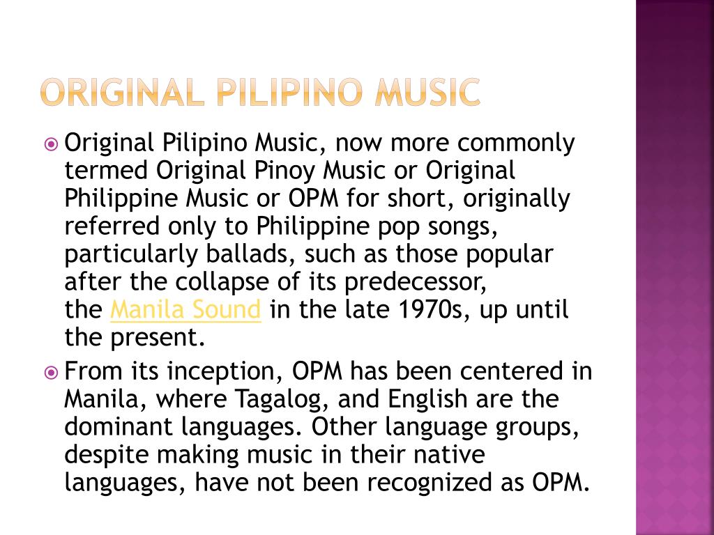 original pilipino music (opm) thesis statement