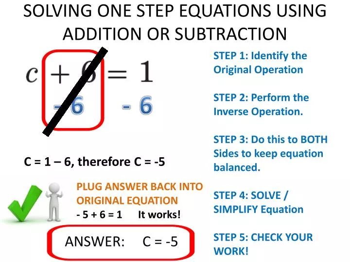 Solving One Step Equations Using Addition And Subtraction Powerpoint