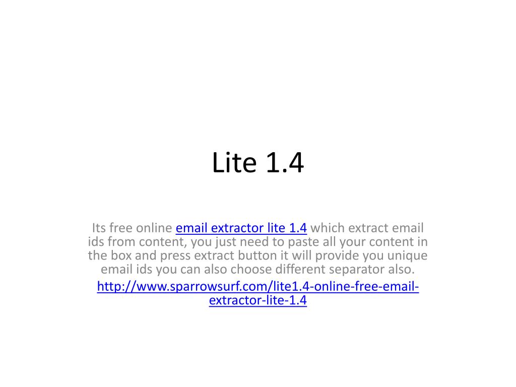 PPT - Lite 1.4 PowerPoint Presentation, free download - ID:5284503