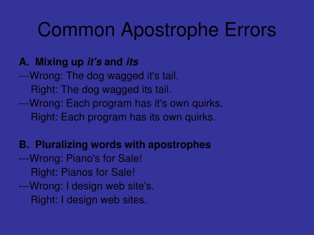 Apostrophe Errors - corlissjdesigns
