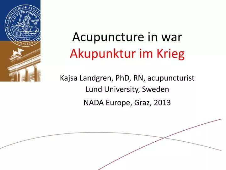 acupuncture in war akupunktur im krieg n.
