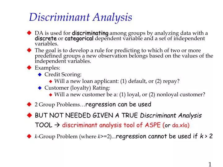 meaning of discriminant analysis in research