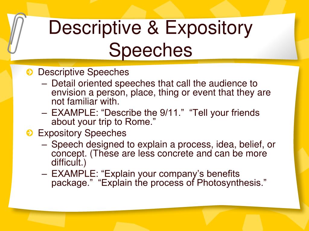good descriptive words for speech