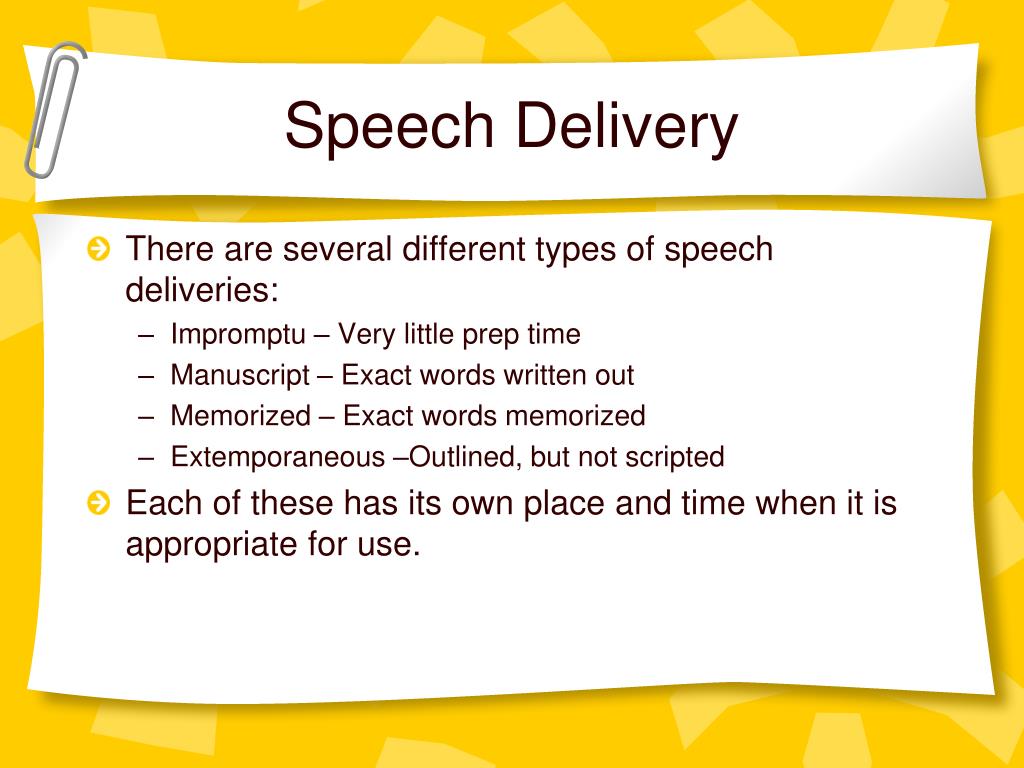 forms of speech delivery