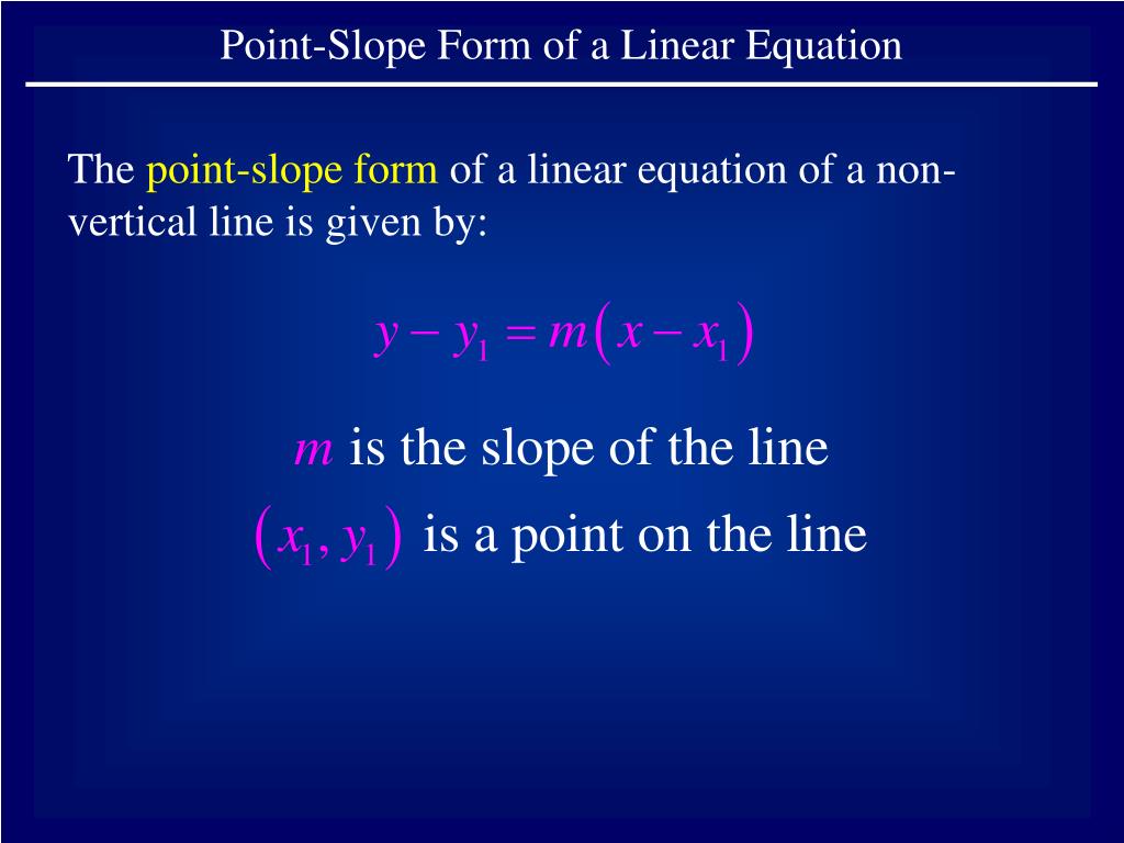 point slope form of a linear equation