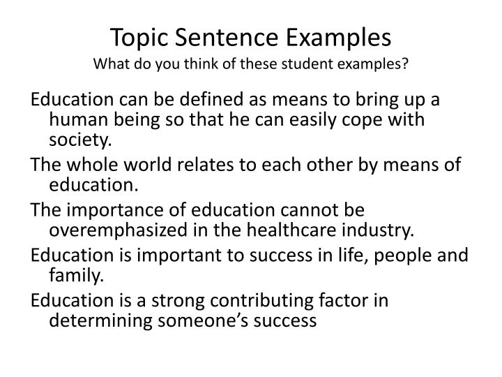 example of implied topic sentence Topic sentence & supporting details if the writer uses an implied topic sentence for example, i went to a store. example of implied topic sentence Topic sentence & supporting details if the writer uses an implied topic sentence for example, i went to a store.